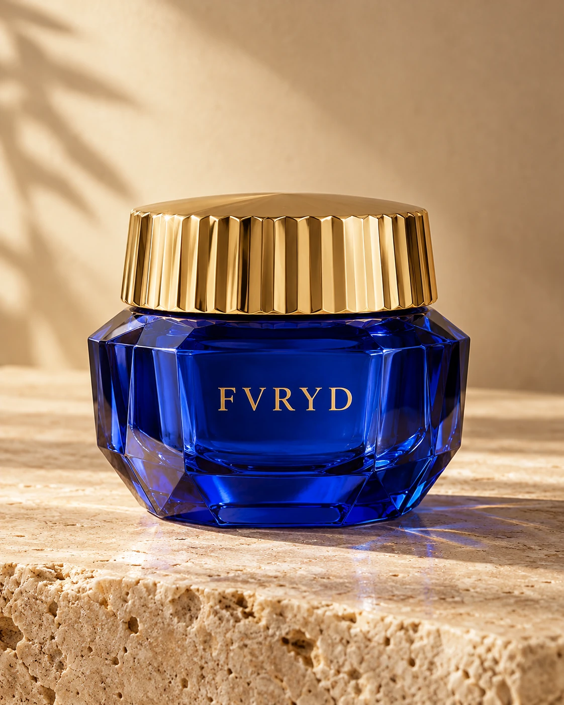 FVRYD Peptide Pro-Xylane Cream in a faceted glass jar with a gold lid